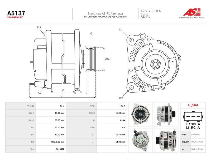 Generaator, AS-PL A5137