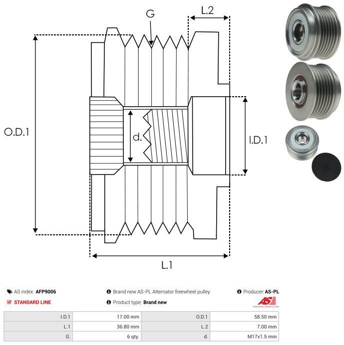 AS-PL AFP9006 Alternator Freewheel Clutch