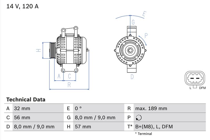 BOSCH Dynamo / Alternator 0 986 048 070