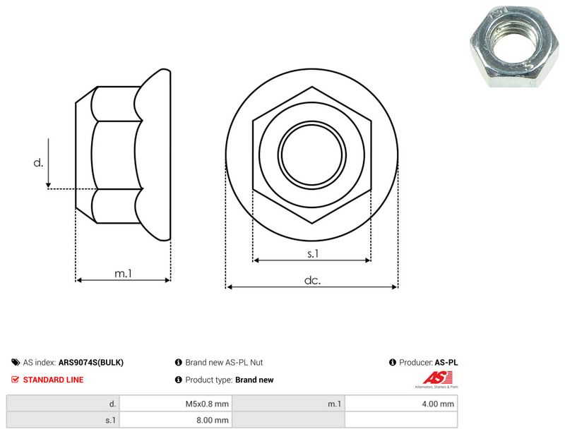 AS-PL ARS9074S(BULK) Repair Set, alternator