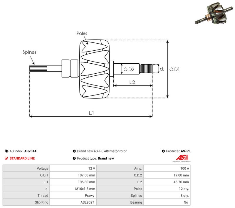 AS-PL AR2014 Rotor, alternator