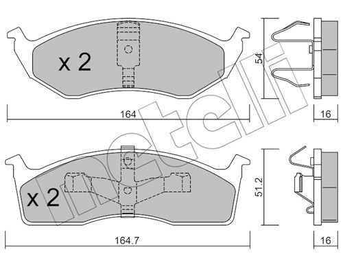 Комплект гальмівних накладок, дискове гальмо, Metelli 2203561