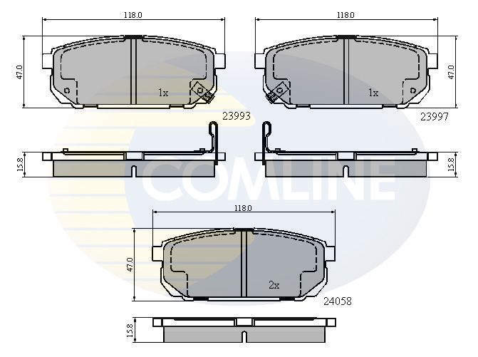 Комплект гальмівних накладок, дискове гальмо, Comline CBP31288