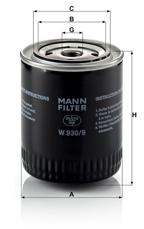 Õlifilter, MANN-FILTER W 930, 9