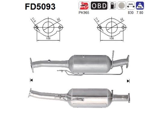 AS FD5093 Soot/Particulate Filter, exhaust system