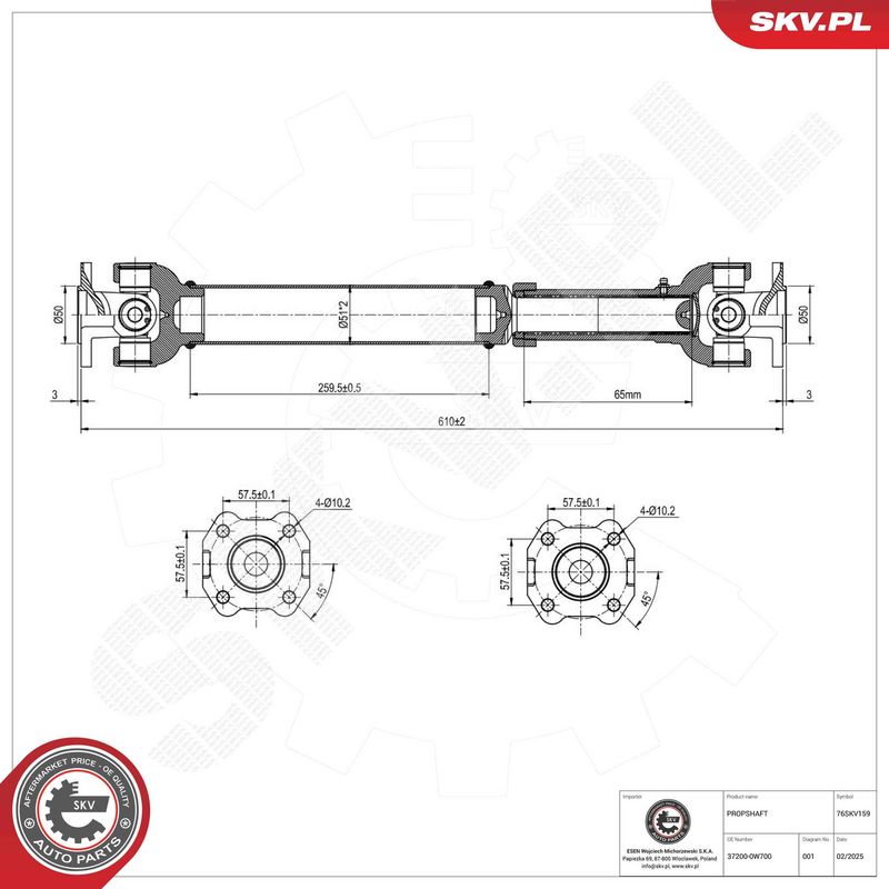 ESEN SKV 76SKV159 Drive Shaft