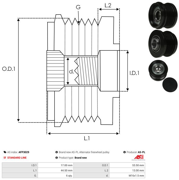 AS-PL AFP3029 Alternator Freewheel Clutch