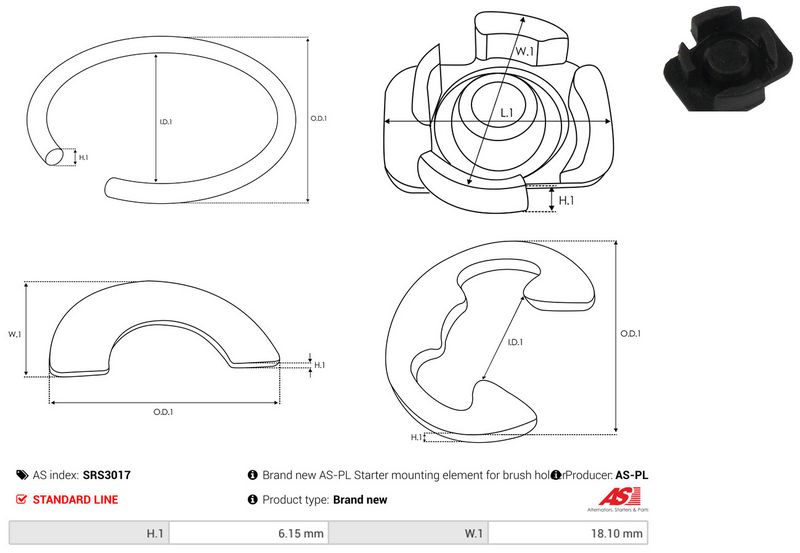 Remondikomplekt, Starter, AS-PL SRS3017