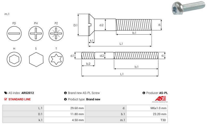 Remondikomplekt, generaator, AS-PL ARS2012