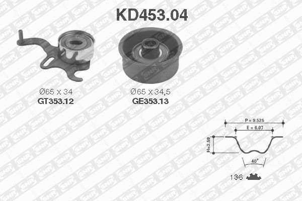 Комплект зубчастих ременів, Snr KD453.04