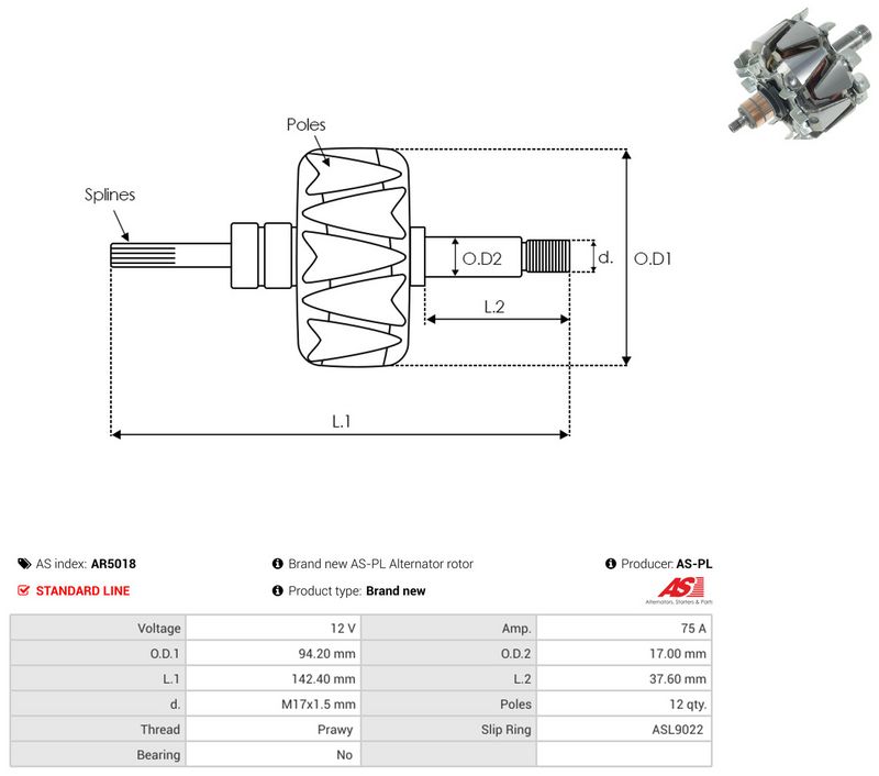 AS-PL AR5018 Rotor, alternator