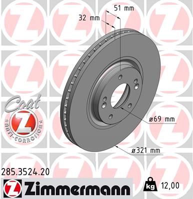 Гальмівний диск, Zimmermann 285.3524.20