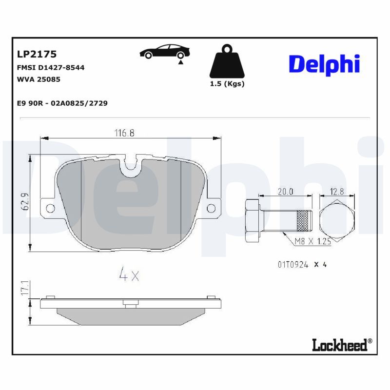 Piduriklotsi komplekt, ketaspidur, DELPHI LP2175
