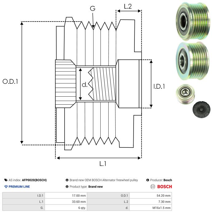 AS-PL AFP0020(BOSCH) Alternator Freewheel Clutch