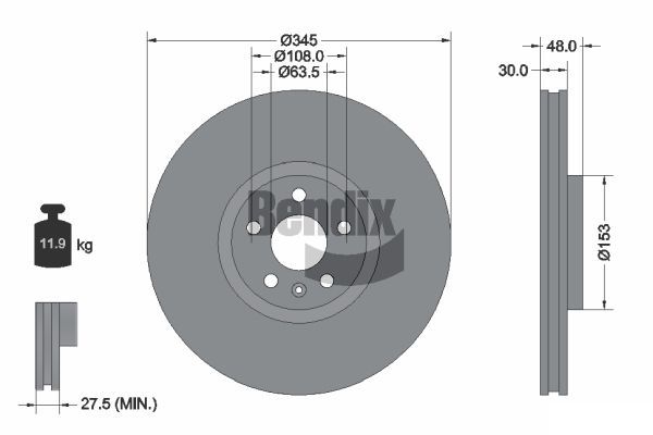 BENDIX Braking féktárcsa BDS1553HC