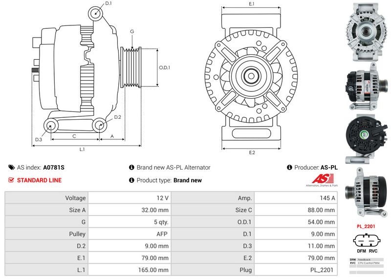 AS-PL A0781S Alternator