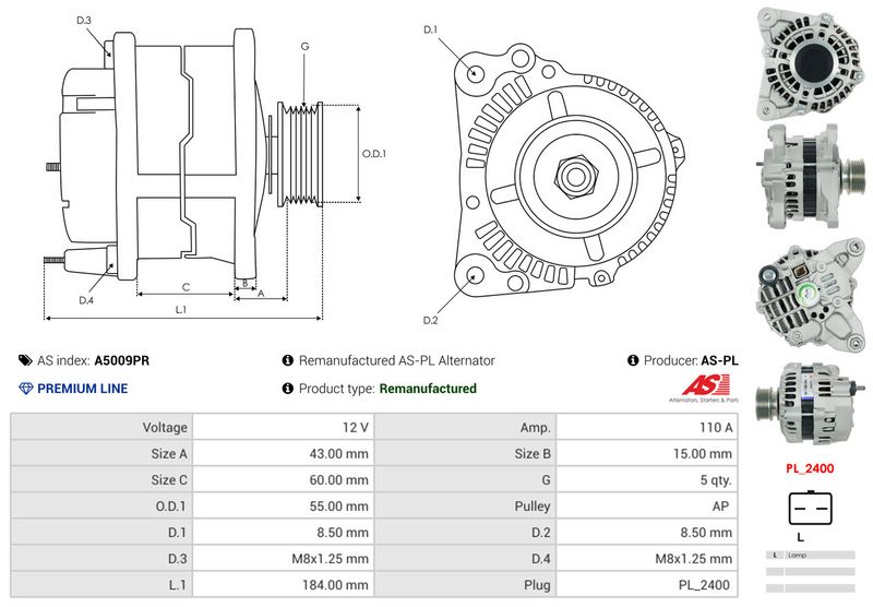 AS-PL A5009PR Alternator