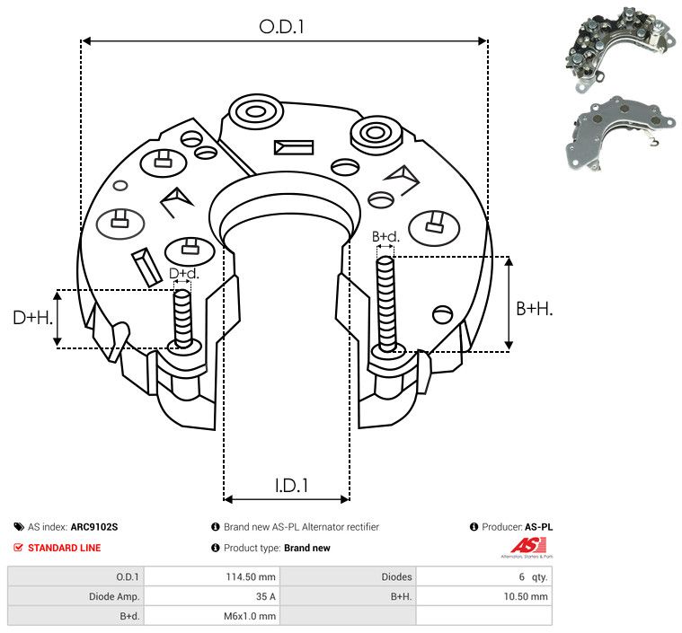 AS-PL ARC9102S Rectifier, alternator
