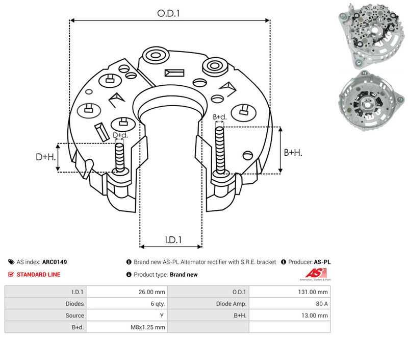 AS-PL ARC0149 Rectifier, alternator