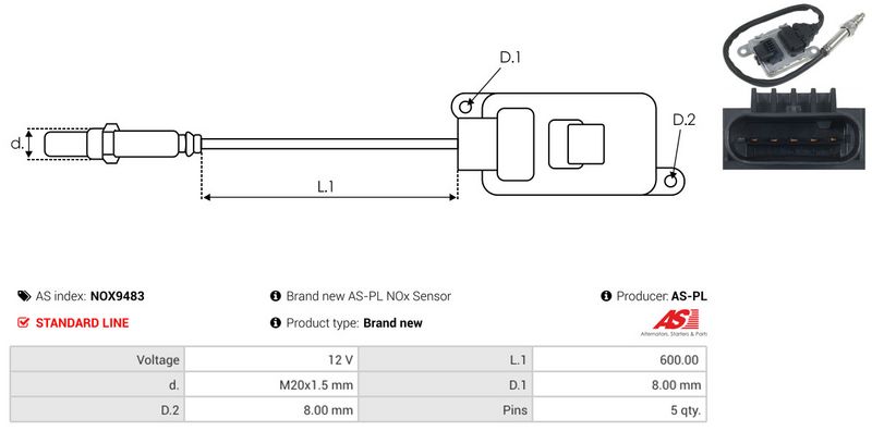 AS-PL NOX9483 NOx Sensor, urea injection