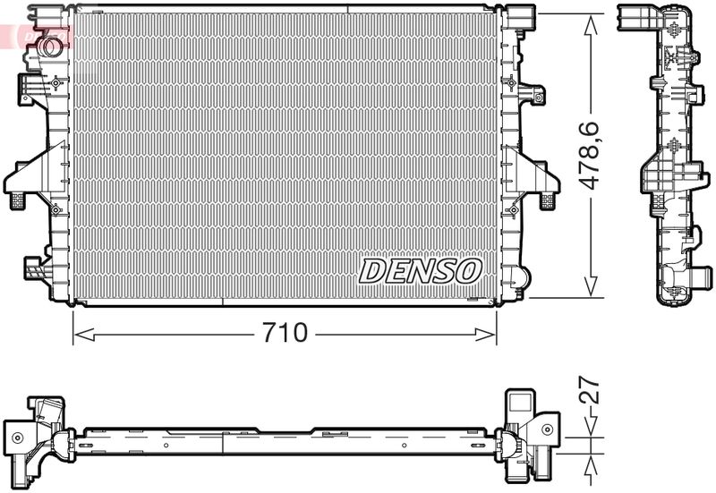 Радіатор, система охолодження двигуна, Denso DRM32055