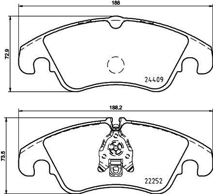 Комплект гальмівних накладок, дискове гальмо, Hella 8DB355023-221