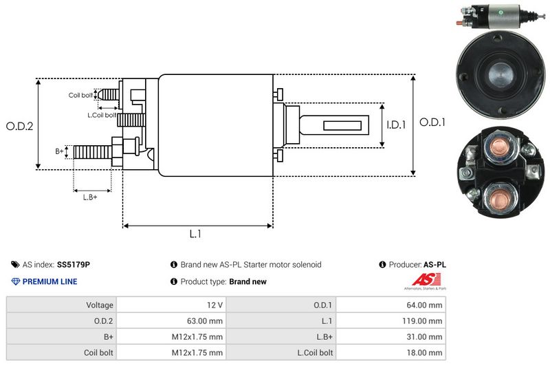 AS-PL SS5179P Solenoid Switch, starter