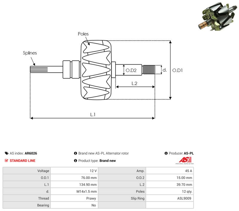 AS-PL AR6026 Rotor, alternator