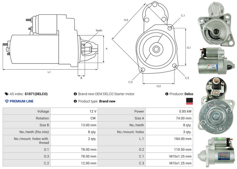 AS-PL S1071(DELCO) Starter