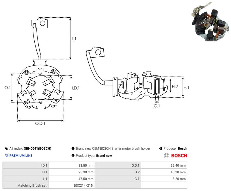 AS-PL SBH0041(BOSCH) Holder, carbon brushes