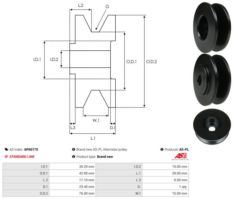 Rihmaratas, generaator, AS-PL AP6017S