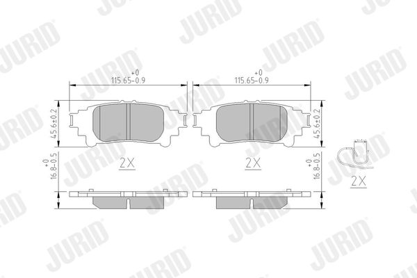 JURID TOYOTA Колодки тормозные задний Lexus IS 13-, RX 09-, Prius 12-