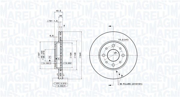 Гальмівний диск, Magneti Marelli 360406023700