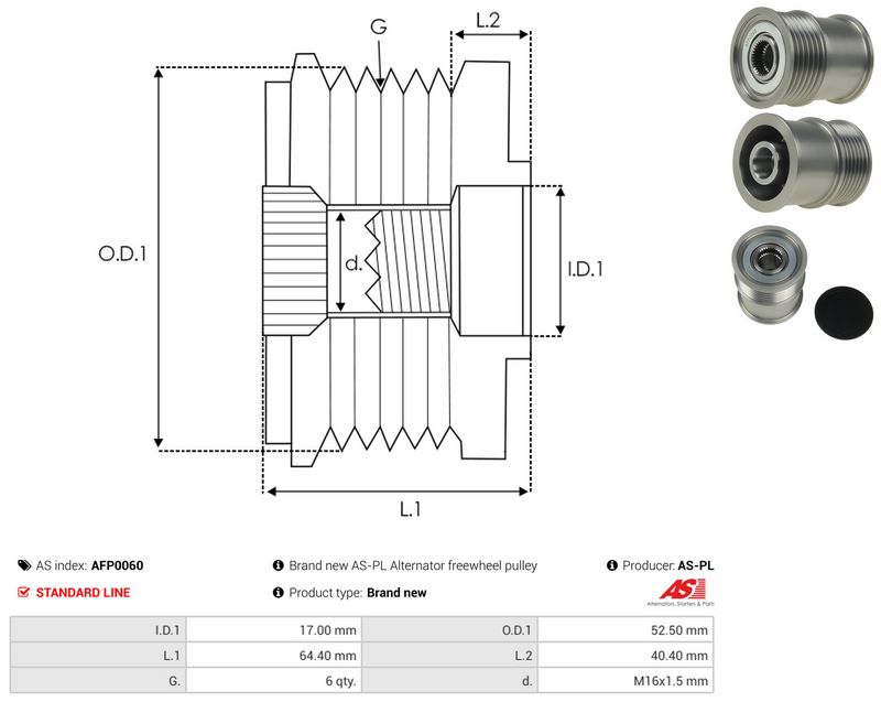 AS-PL AFP0060 Alternator Freewheel Clutch