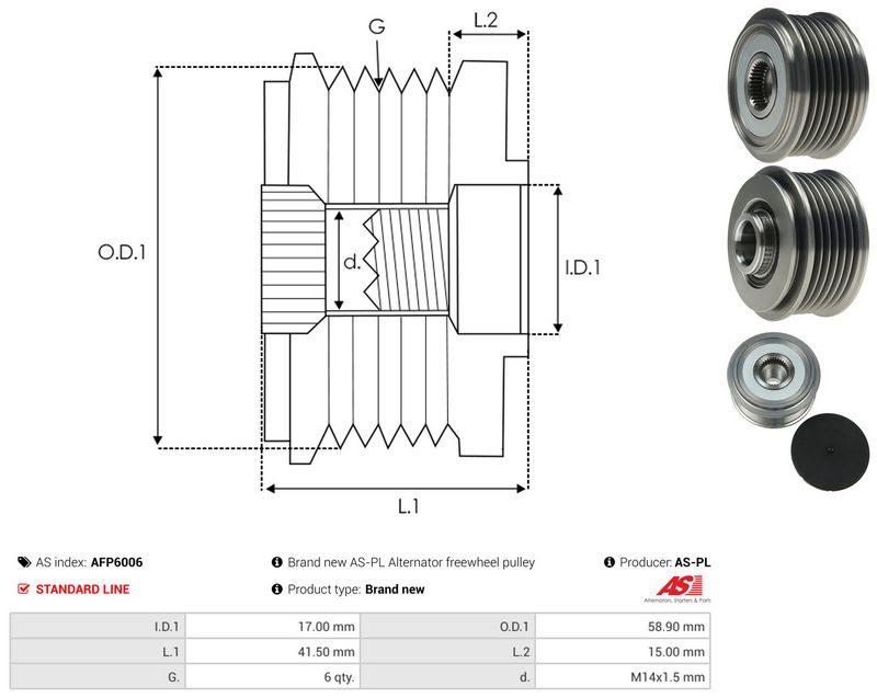 AS-PL AFP6006 Alternator Freewheel Clutch