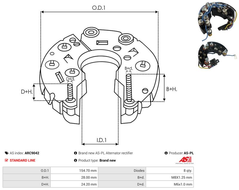 AS-PL ARC9042 Rectifier, alternator