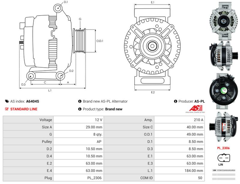 AS-PL A6404S Alternator
