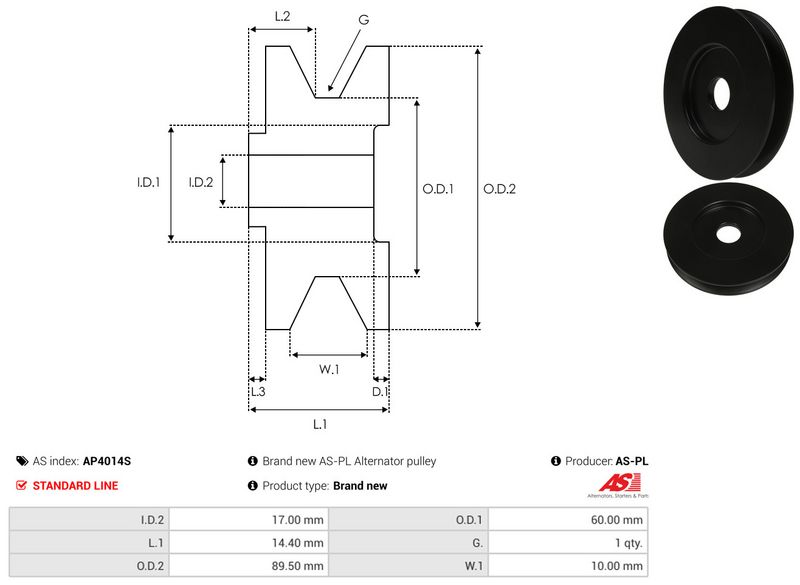 AS-PL AP4014S Belt Pulley, alternator