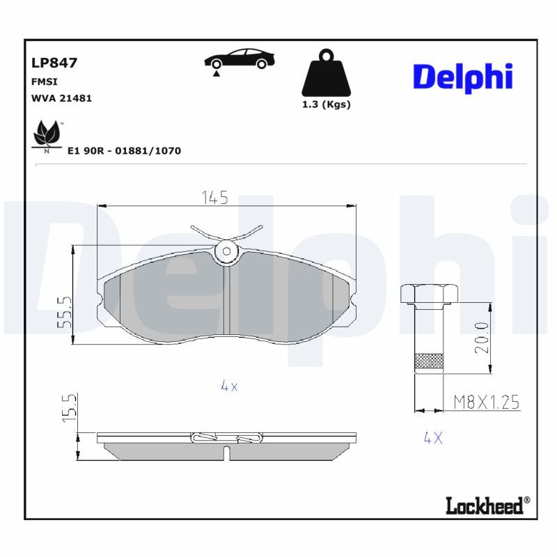 Piduriklotsi komplekt, ketaspidur, DELPHI LP847
