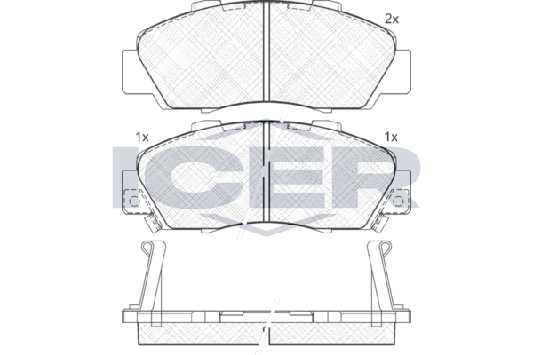 Комплект гальмівних накладок, дискове гальмо, Icer 181019