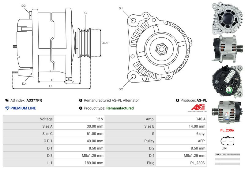 AS-PL A3377PR Alternator