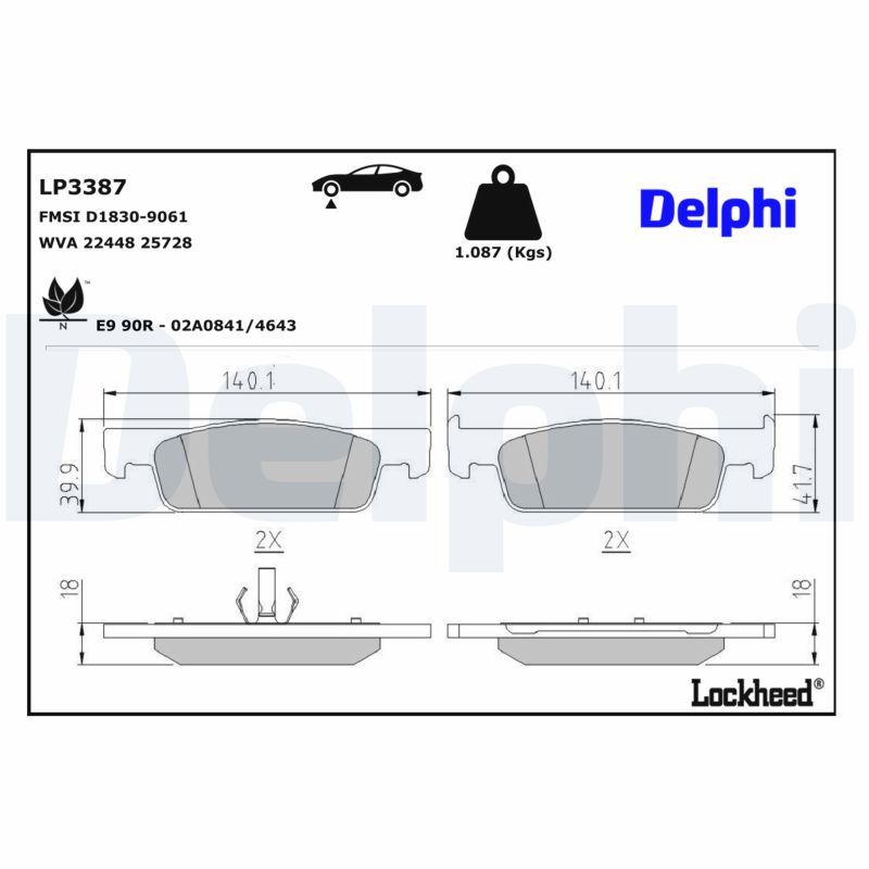 Piduriklotsi komplekt, ketaspidur, DELPHI LP3387