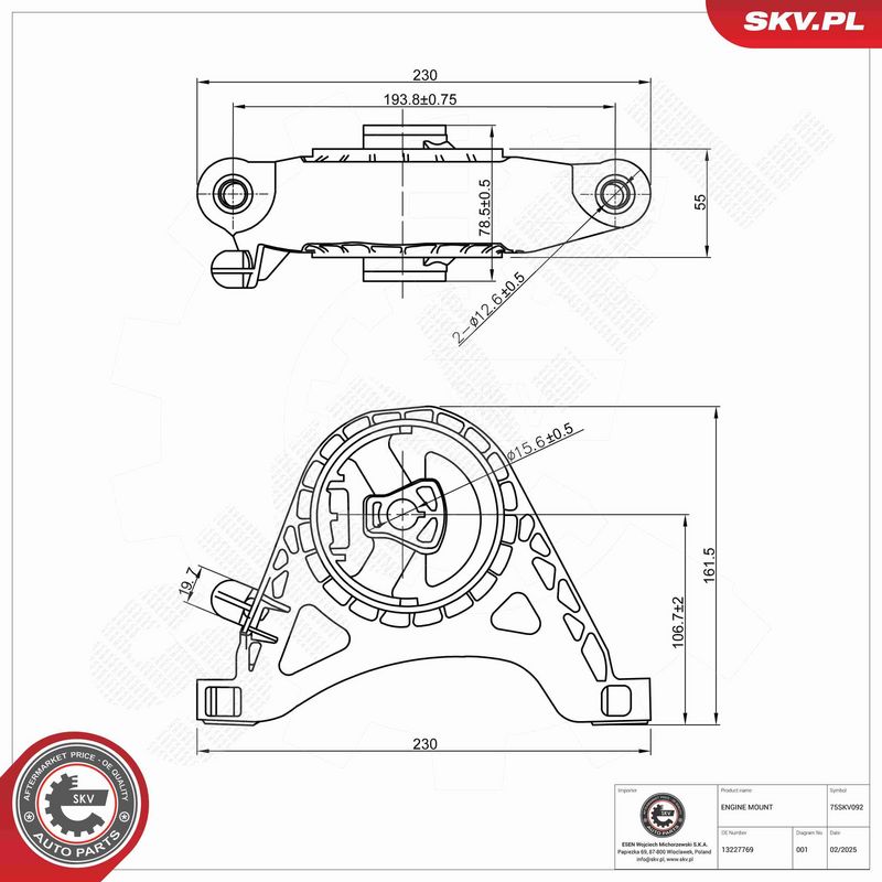 ESEN SKV 75SKV092 Variklio pagalvė