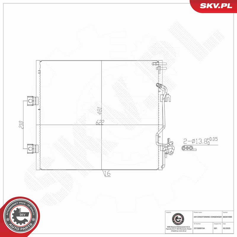 ESEN SKV 86SKV500 Condenser, air conditioning