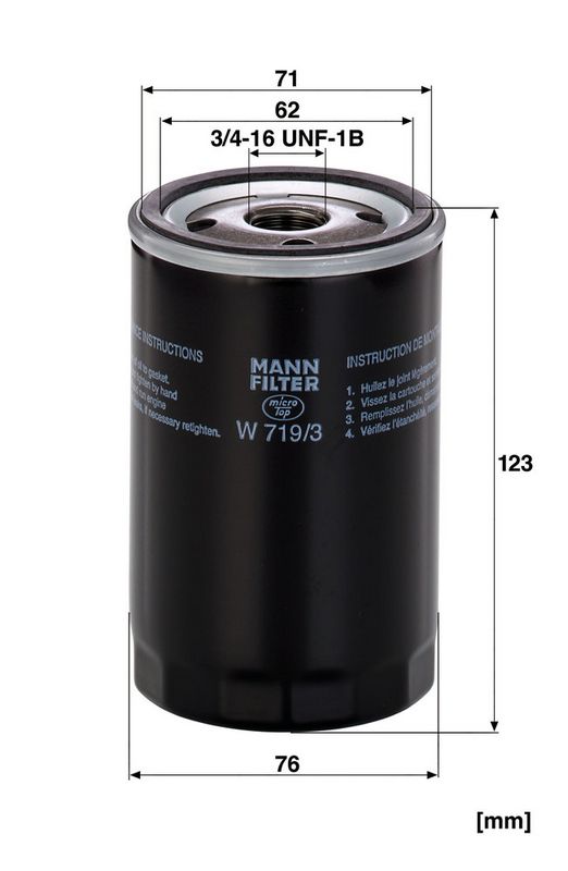 Oliefilter (geschroefd) past: CASE IH 1056, 1056 A, 1056 XL, 1056 XLA, 824, 824 A, 834, 856 XL, 856 XLA, 956, 956 A, 956 XL, 956 XLA  HYSTER H60C, H60E, H60F, H60H, H60XL  VOLVO F 10/260, F 10/280