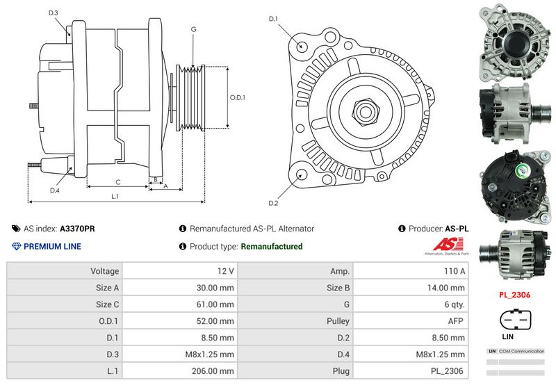 AS-PL A3370PR Alternator