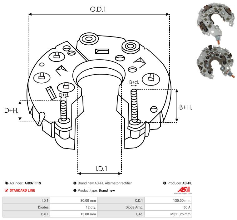 AS-PL ARC6111S Rectifier, alternator