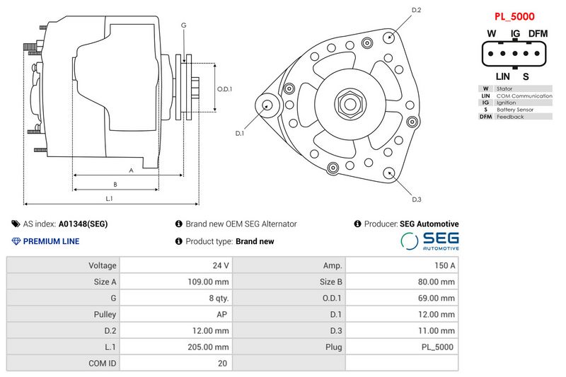 Brand new OEM SEG Alternator