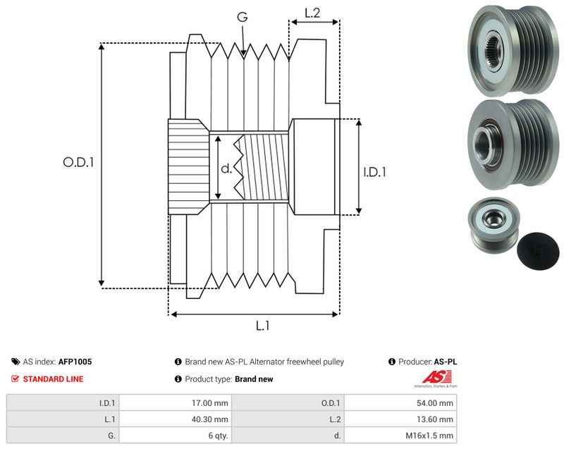 AS-PL AFP1005 Alternator Freewheel Clutch