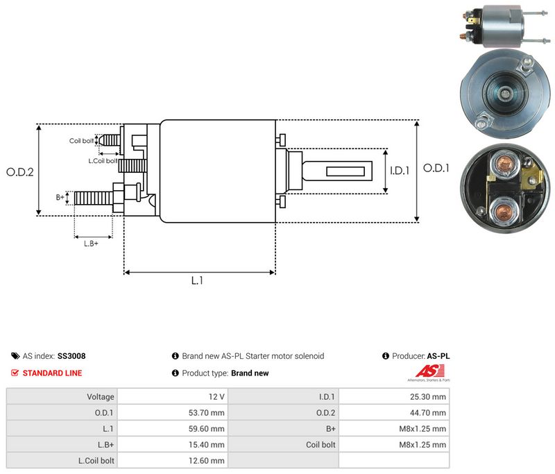 AS-PL SS3008 Solenoid Switch, starter